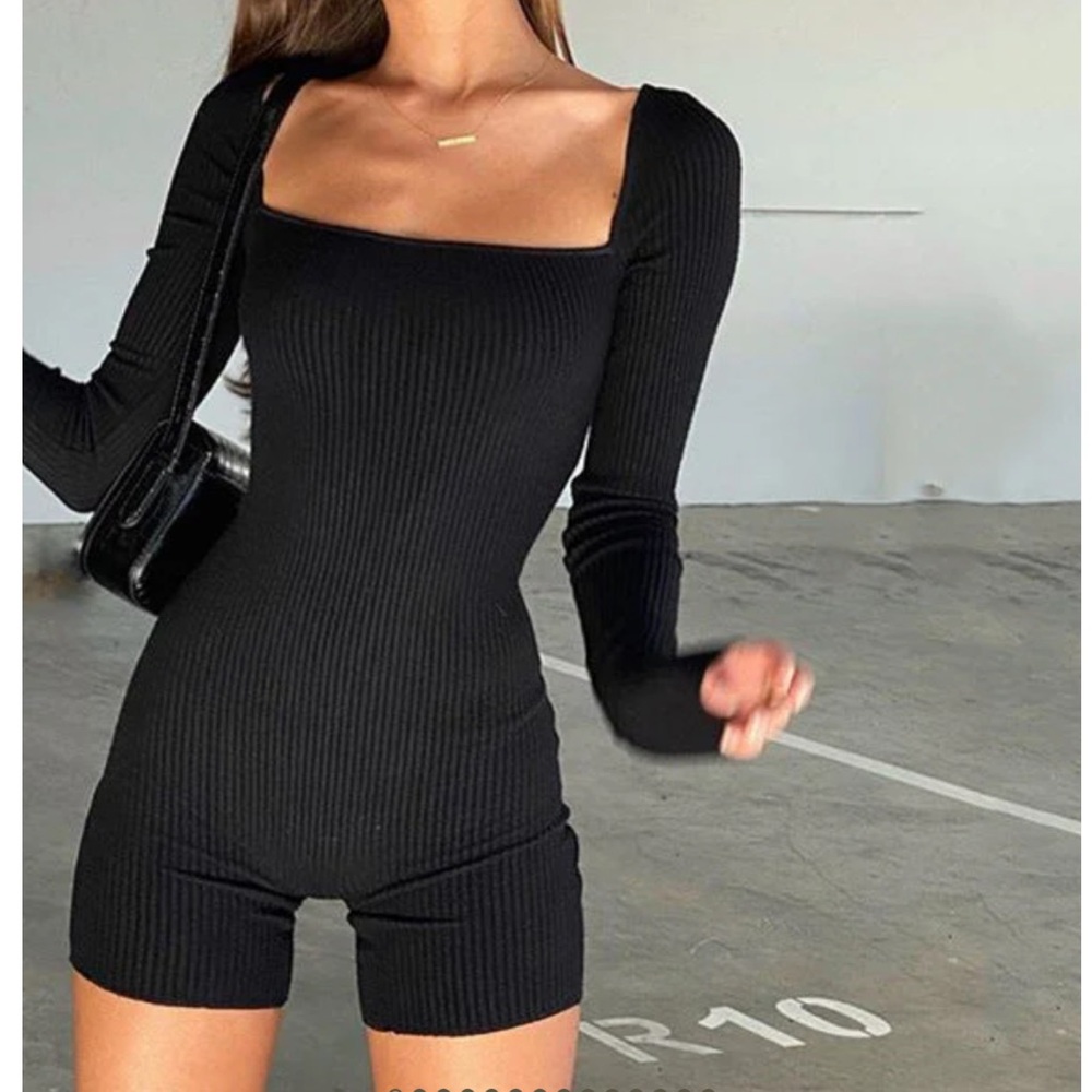Princess Polly Black Ribbed Bodysuit